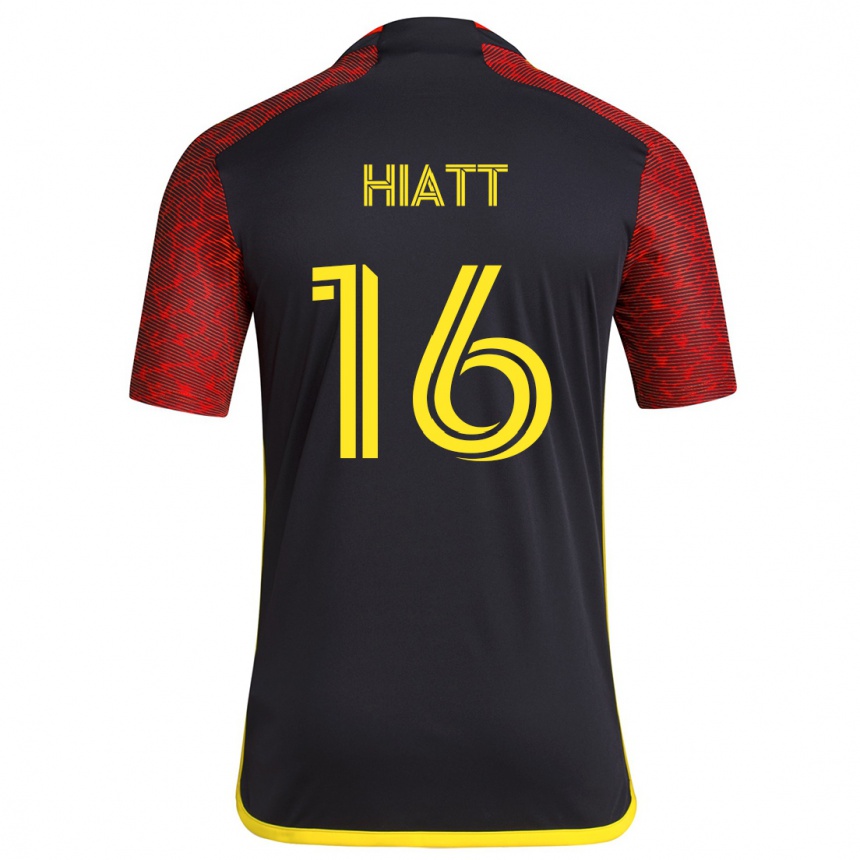 Kids Football Samantha Hiatt #16 Red Black Away Jersey 2024/25 T-Shirt