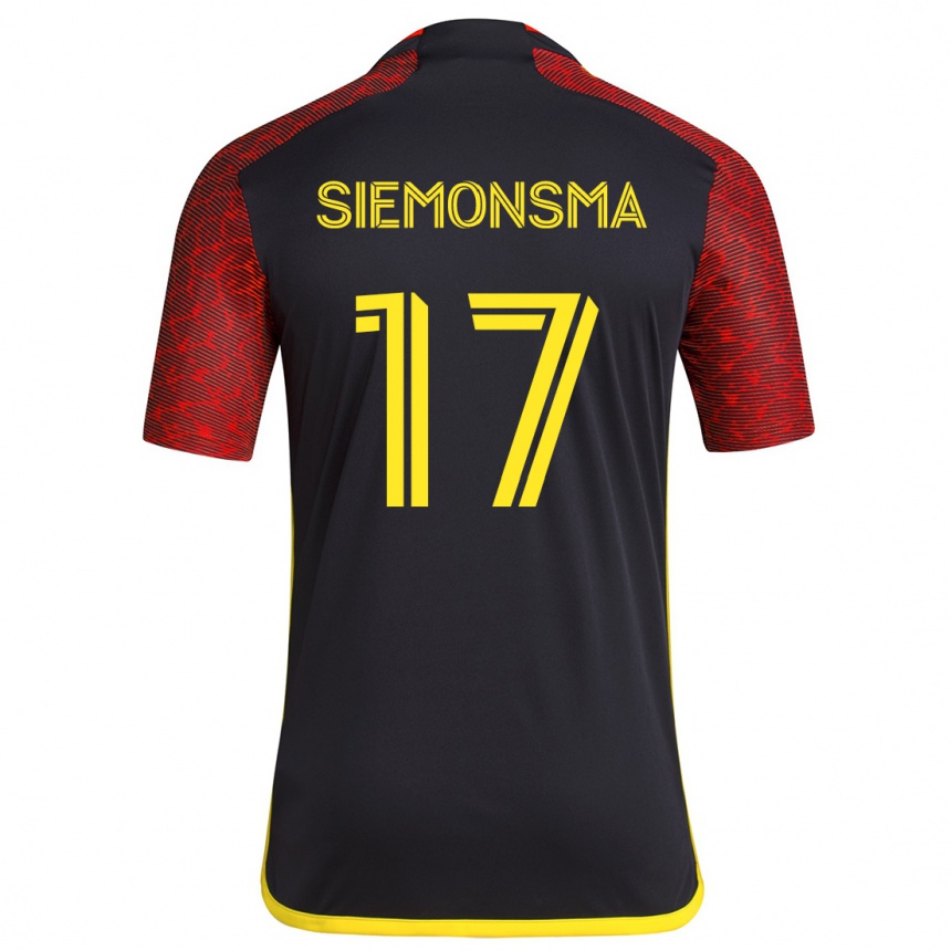 Kids Football Sianna Siemonsma #17 Red Black Away Jersey 2024/25 T-Shirt