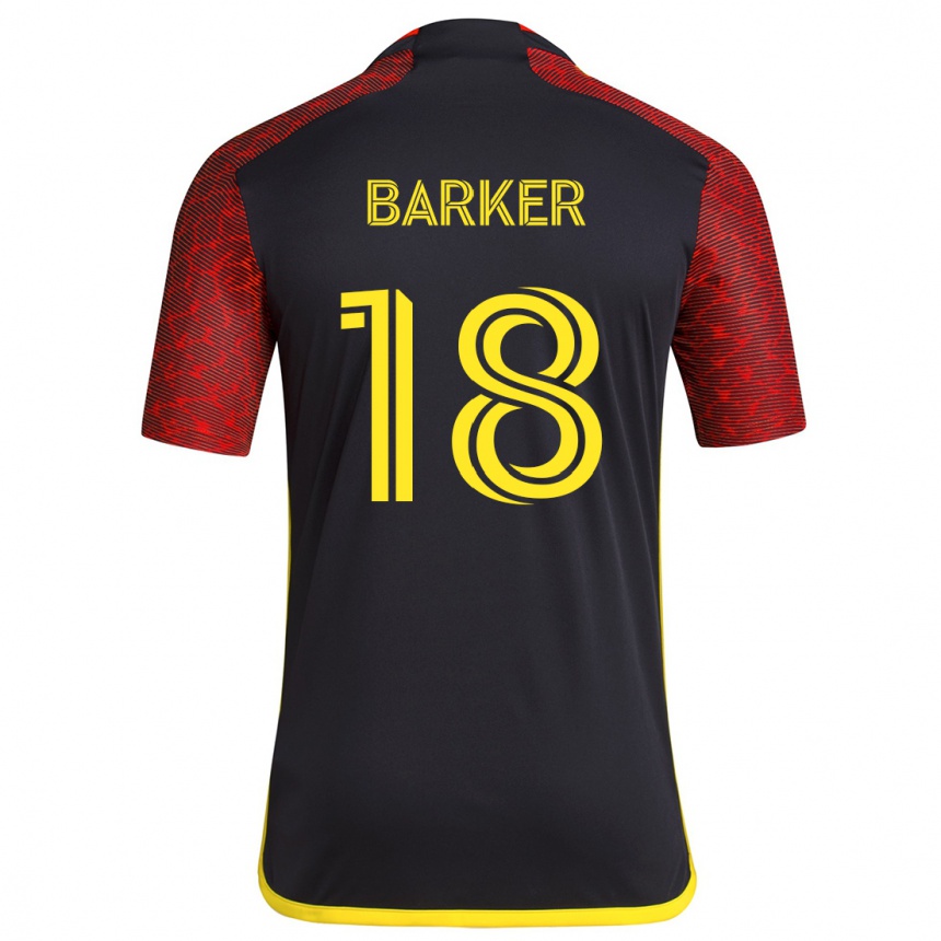 Kids Football Alicia Barker #18 Red Black Away Jersey 2024/25 T-Shirt