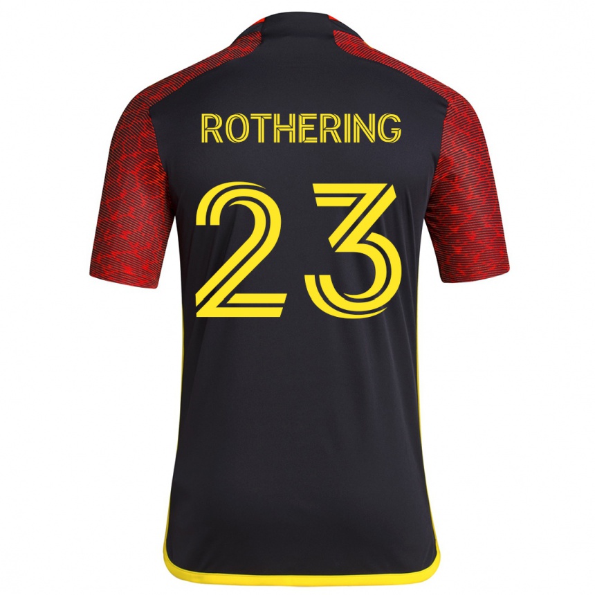 Kids Football Holly Rothering #23 Red Black Away Jersey 2024/25 T-Shirt