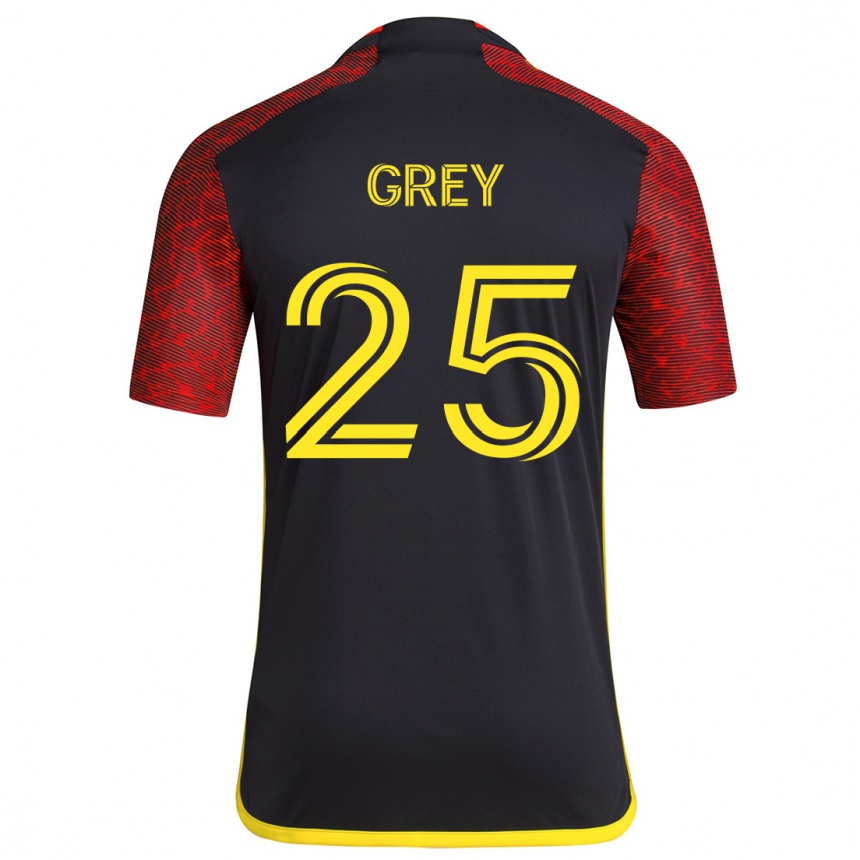 Kids Football Mireya Grey #25 Red Black Away Jersey 2024/25 T-Shirt