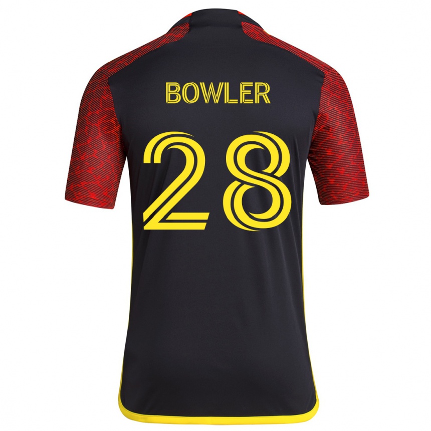 Kids Football Rachel Bowler #28 Red Black Away Jersey 2024/25 T-Shirt