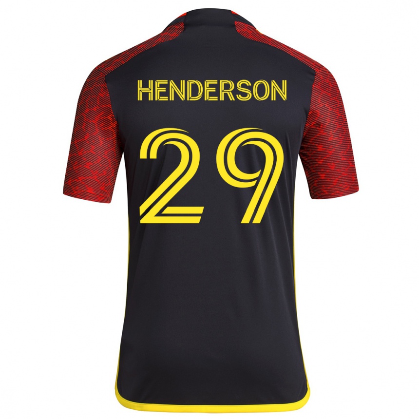 Kids Football Anna Henderson #29 Red Black Away Jersey 2024/25 T-Shirt