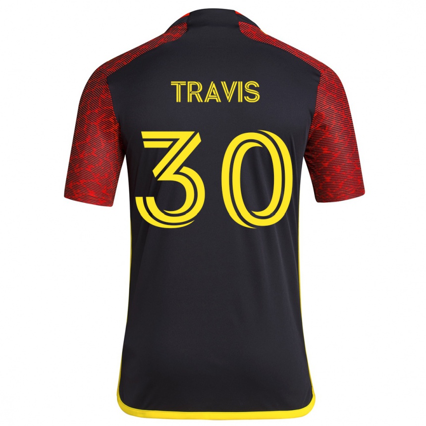 Kids Football Riley Travis #30 Red Black Away Jersey 2024/25 T-Shirt