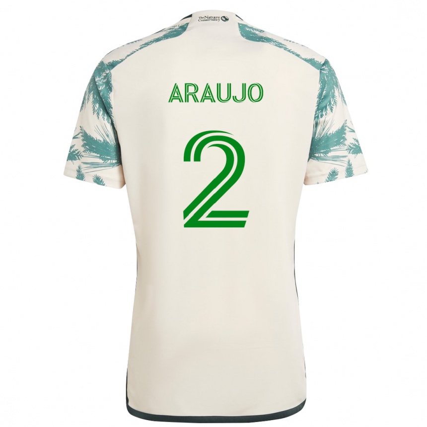 Kids Football Miguel Araujo #2 Beige Brown Away Jersey 2024/25 T-Shirt