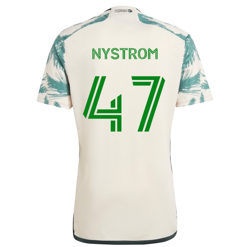 Kids Football Maximo Nystrom #47 Beige Brown Away Jersey 2024/25 T-Shirt