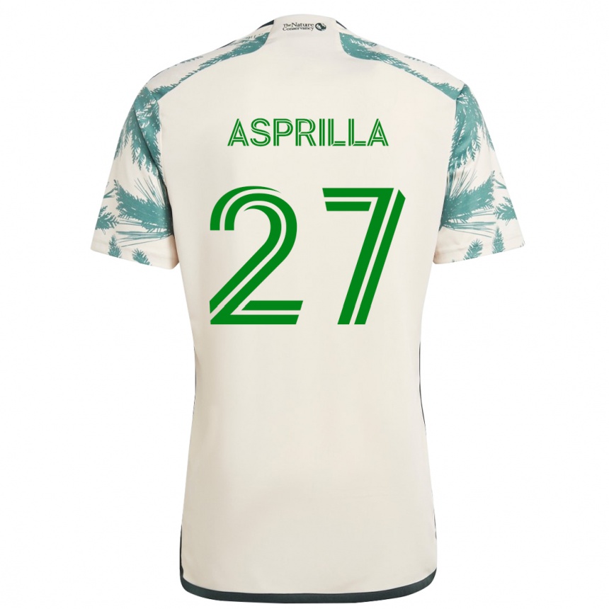 Kids Football Dairon Asprilla #27 Beige Brown Away Jersey 2024/25 T-Shirt