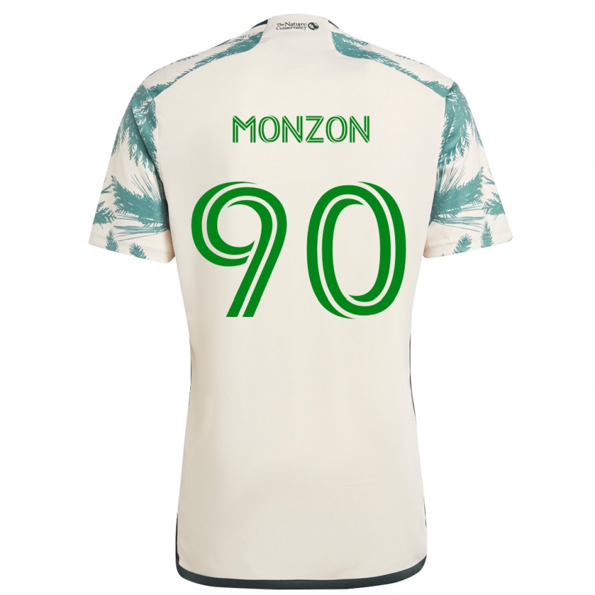 Kids Football Florián Monzón #90 Beige Brown Away Jersey 2024/25 T-Shirt