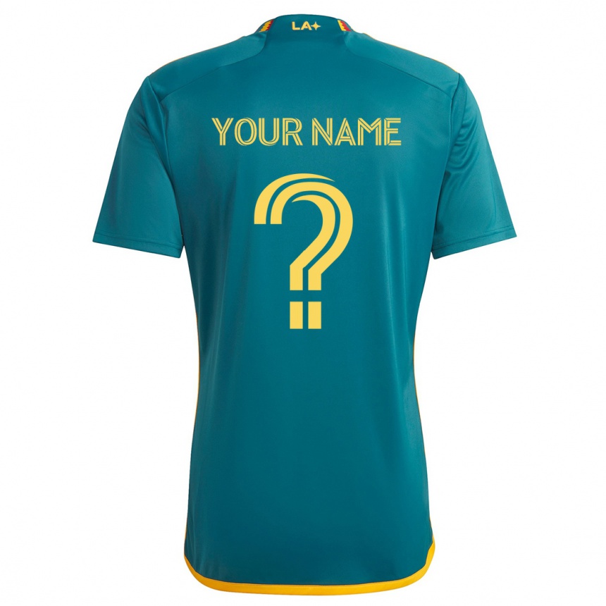 Kids Football Your Name #0 Green Yellow Away Jersey 2024/25 T-Shirt