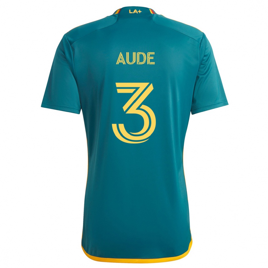 Kids Football Julián Aude #3 Green Yellow Away Jersey 2024/25 T-Shirt