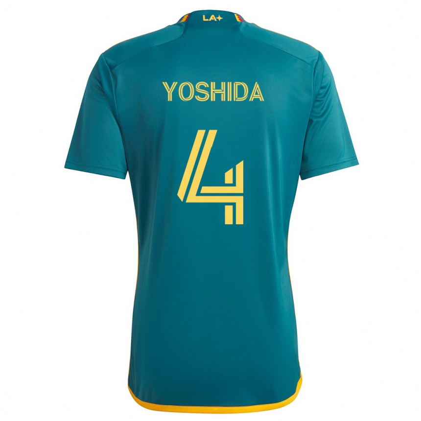 Kids Football Maya Yoshida #4 Green Yellow Away Jersey 2024/25 T-Shirt