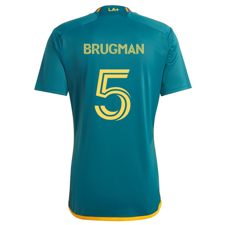 Kids Football Gastón Brugman #5 Green Yellow Away Jersey 2024/25 T-Shirt