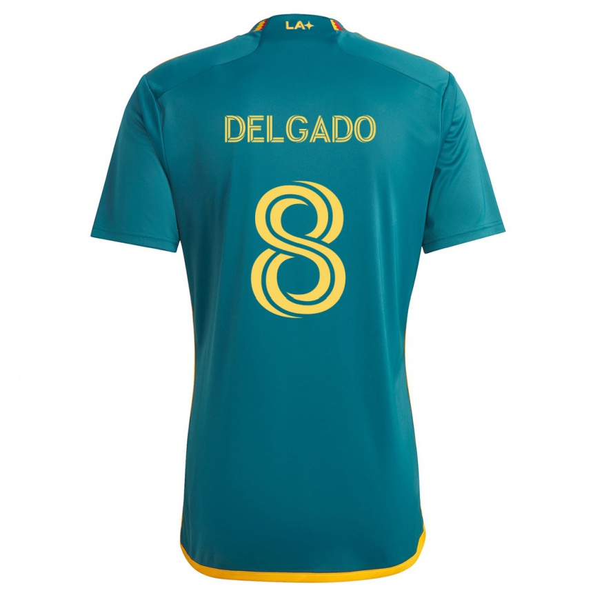 Kids Football Mark Delgado #8 Green Yellow Away Jersey 2024/25 T-Shirt