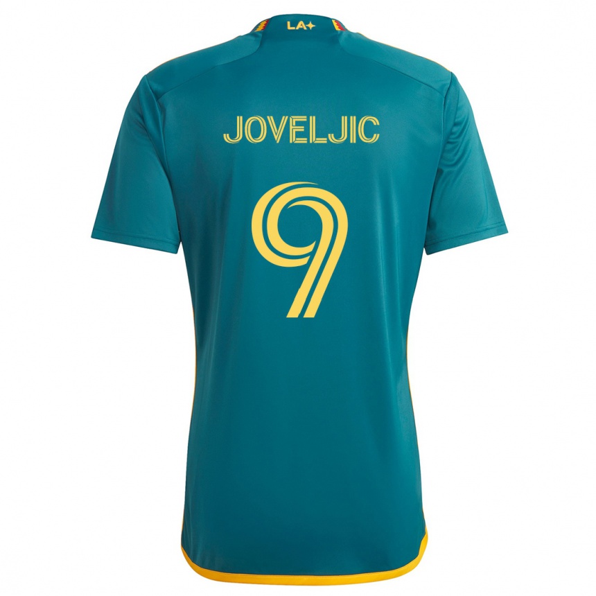 Kids Football Dejan Joveljic #9 Green Yellow Away Jersey 2024/25 T-Shirt