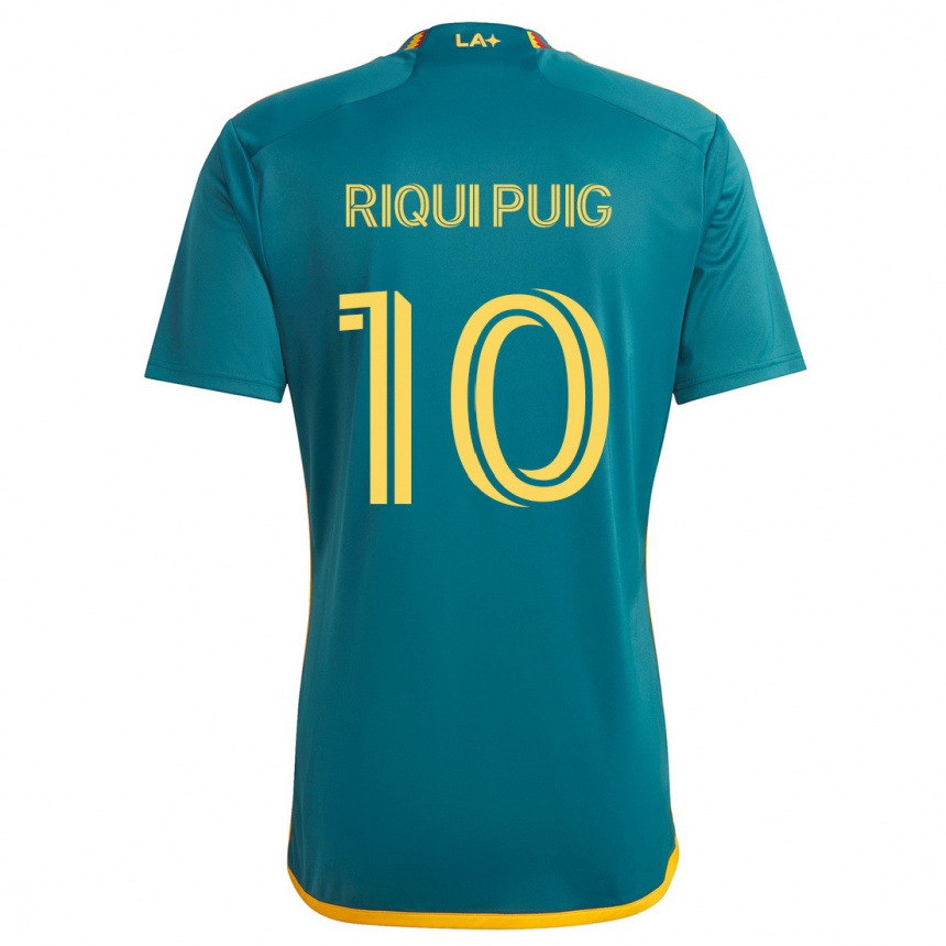 Kids Football Riqui Puig #10 Green Yellow Away Jersey 2024/25 T-Shirt