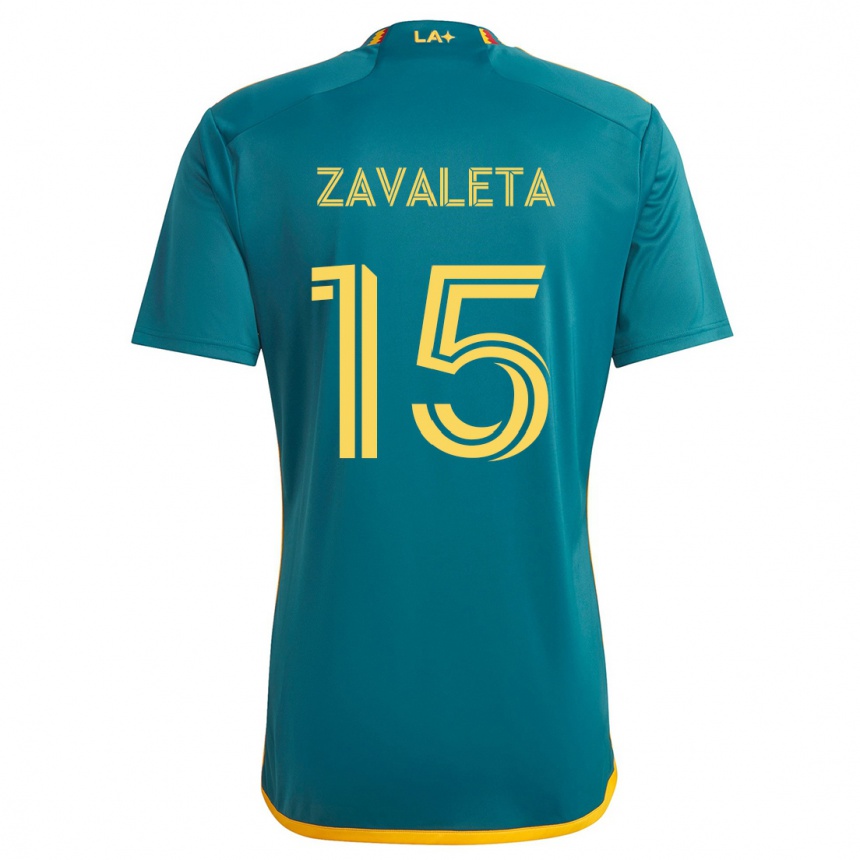 Kids Football Eriq Zavaleta #15 Green Yellow Away Jersey 2024/25 T-Shirt