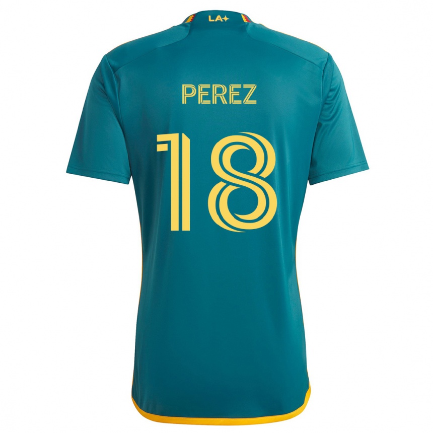 Kids Football Jonathan Pérez #18 Green Yellow Away Jersey 2024/25 T-Shirt