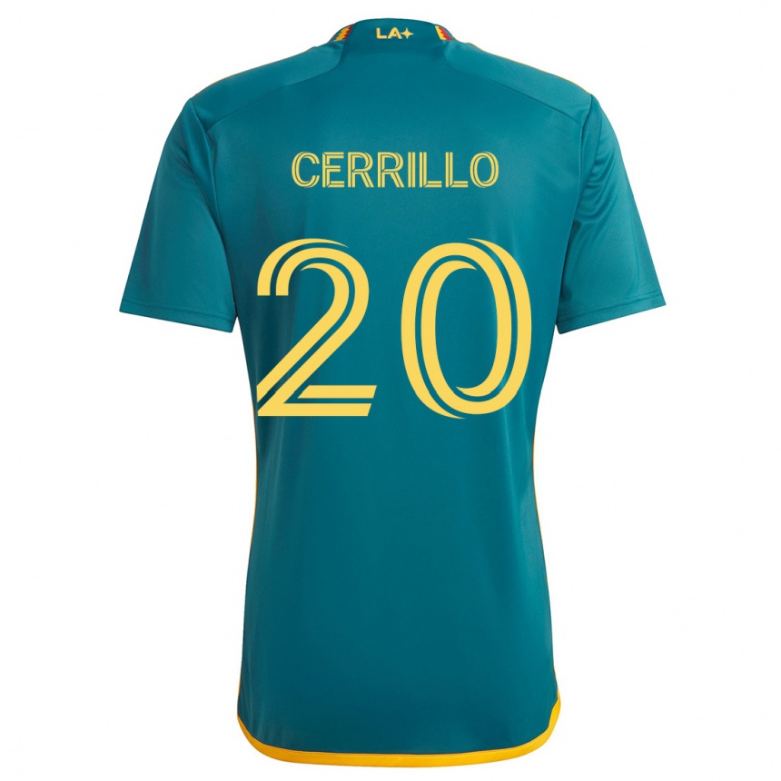 Kids Football Edwin Cerrillo #20 Green Yellow Away Jersey 2024/25 T-Shirt