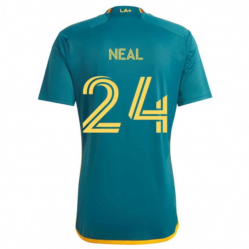 Kids Football Jalen Neal #24 Green Yellow Away Jersey 2024/25 T-Shirt