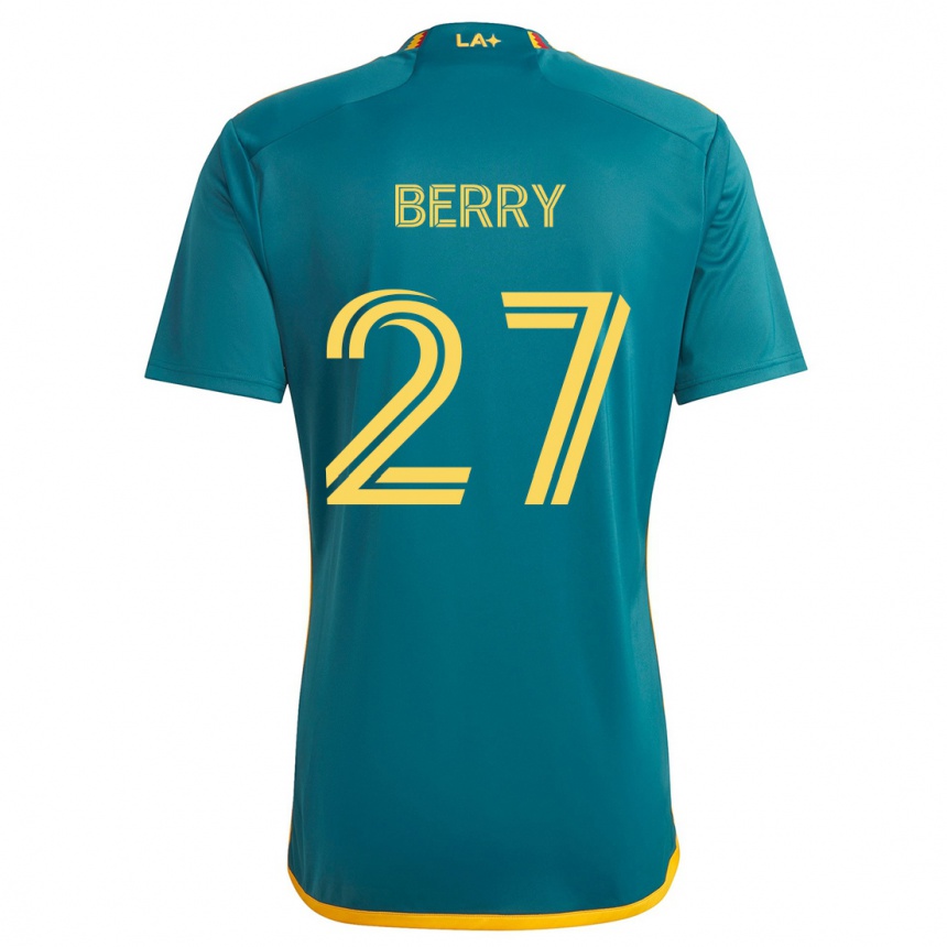 Kids Football Miguel Berry #27 Green Yellow Away Jersey 2024/25 T-Shirt