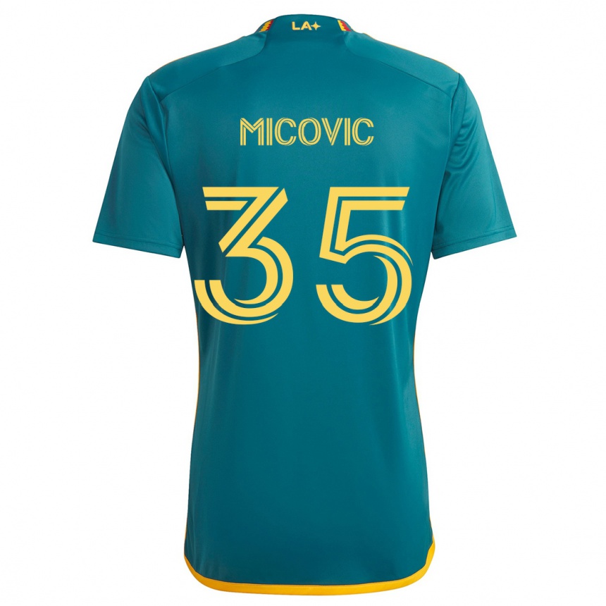 Kids Football Novak Micovic #35 Green Yellow Away Jersey 2024/25 T-Shirt