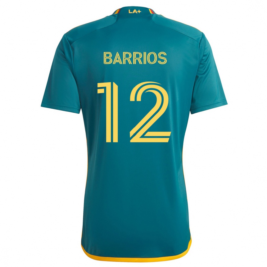 Kids Football Michael Barrios #12 Green Yellow Away Jersey 2024/25 T-Shirt