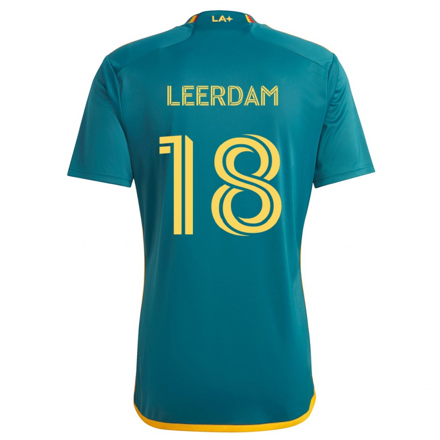 Kids Football Kelvin Leerdam #18 Green Yellow Away Jersey 2024/25 T-Shirt