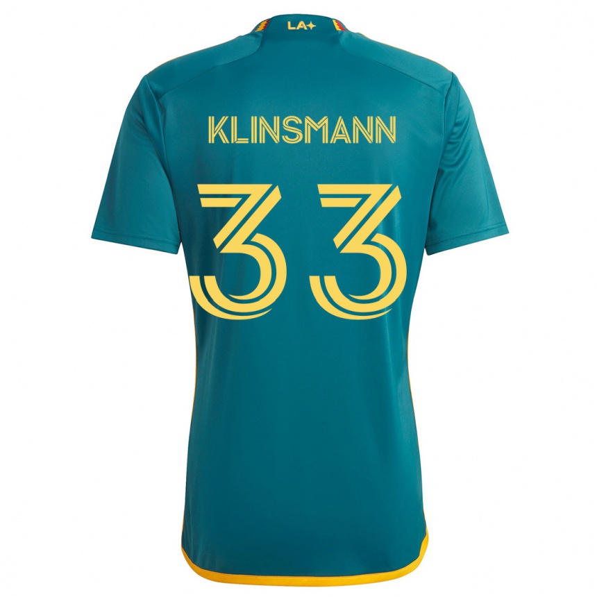 Kids Football Jonathan Klinsmann #33 Green Yellow Away Jersey 2024/25 T-Shirt