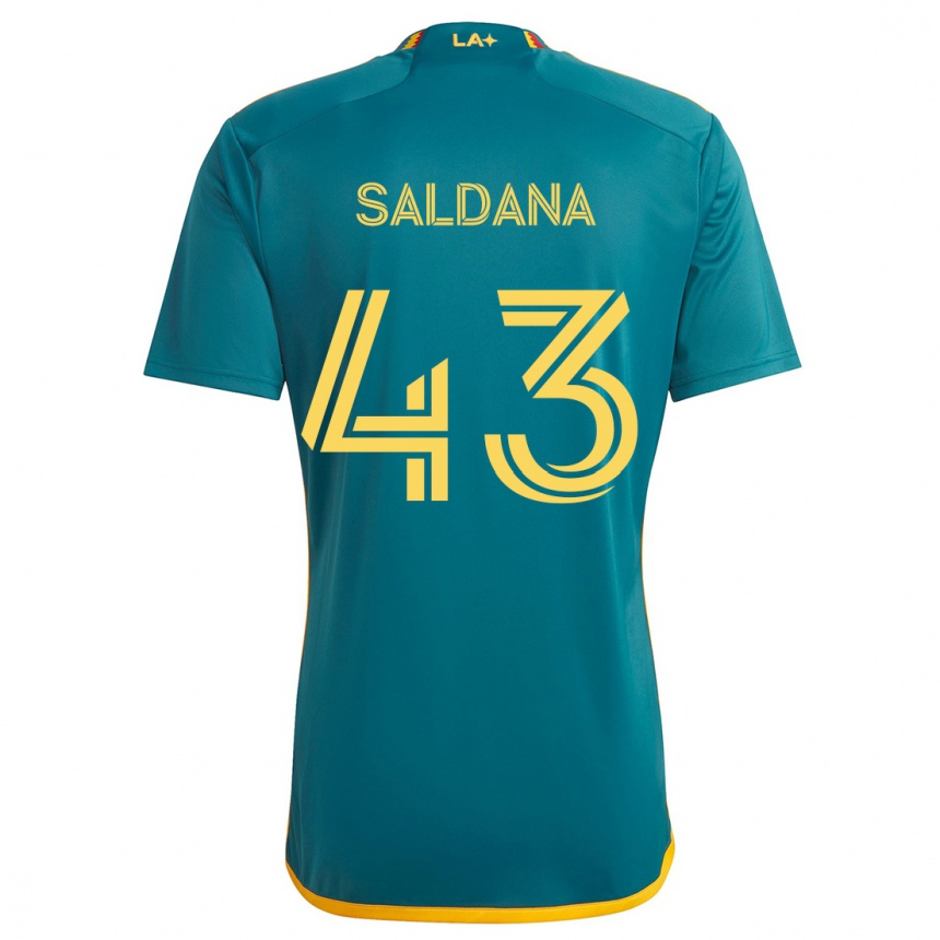 Kids Football Adam Saldaña #43 Green Yellow Away Jersey 2024/25 T-Shirt