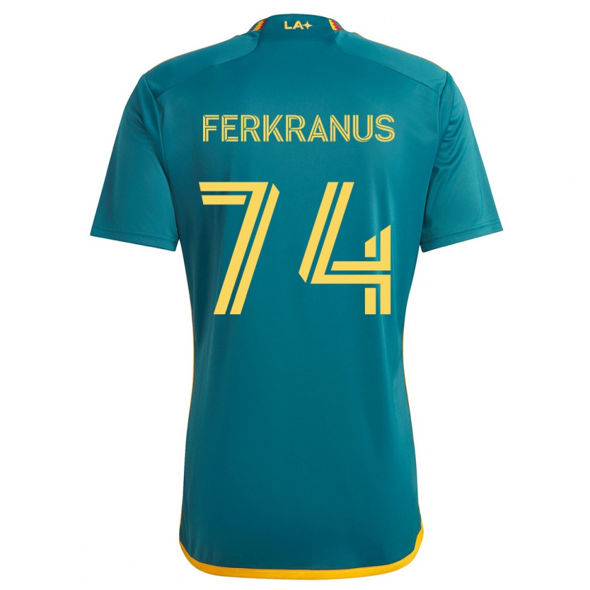 Kids Football Marcus Ferkranus #74 Green Yellow Away Jersey 2024/25 T-Shirt