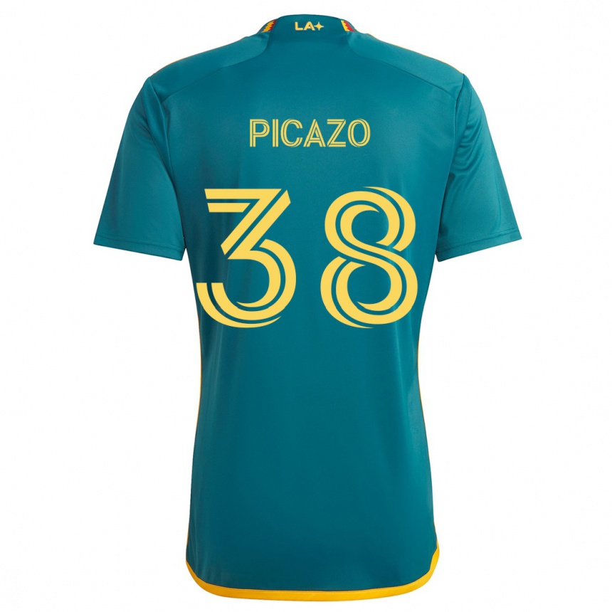 Kids Football Axel Picazo #38 Green Yellow Away Jersey 2024/25 T-Shirt