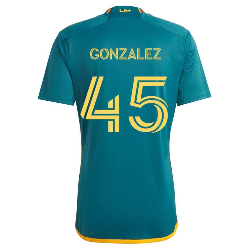 Kids Football Adrián González #45 Green Yellow Away Jersey 2024/25 T-Shirt