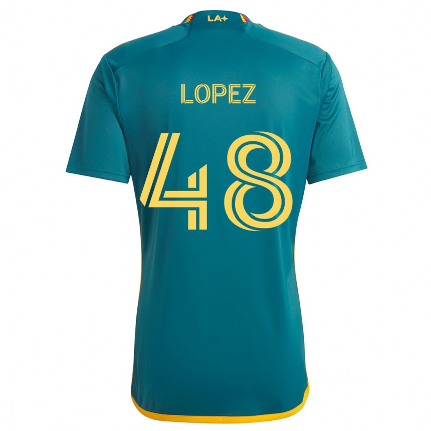 Kids Football Diego López #48 Green Yellow Away Jersey 2024/25 T-Shirt