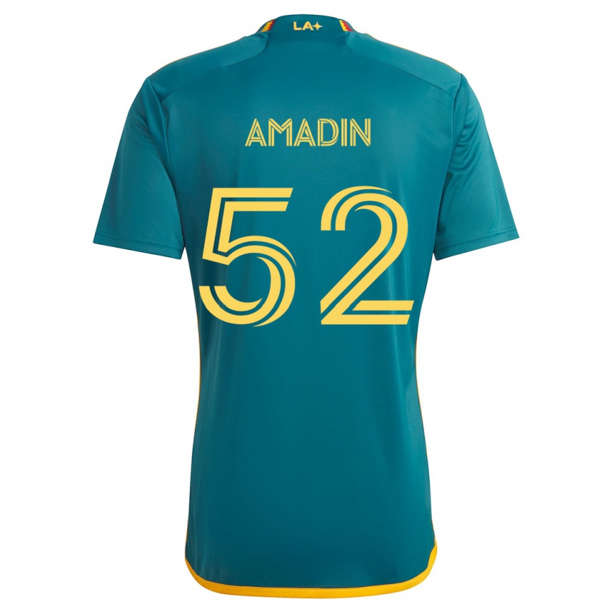 Kids Football Elijah Amadin #52 Green Yellow Away Jersey 2024/25 T-Shirt