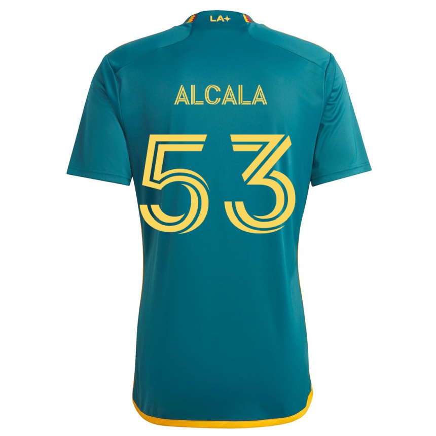 Kids Football Álex Alcalá #53 Green Yellow Away Jersey 2024/25 T-Shirt