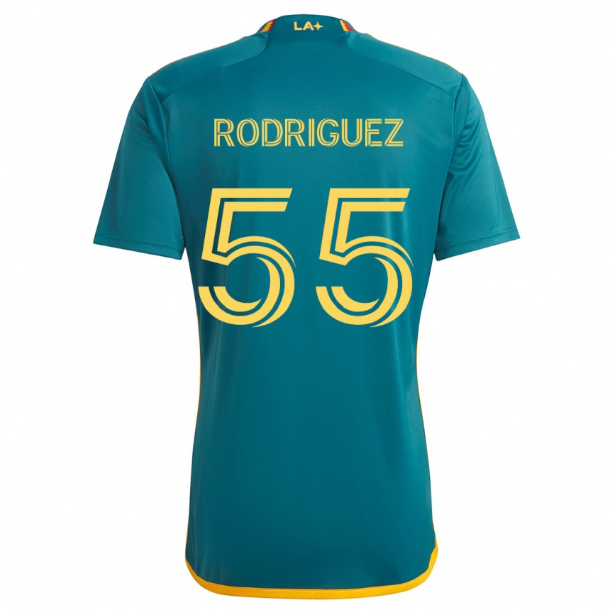 Kids Football Diego Rodriguez #55 Green Yellow Away Jersey 2024/25 T-Shirt