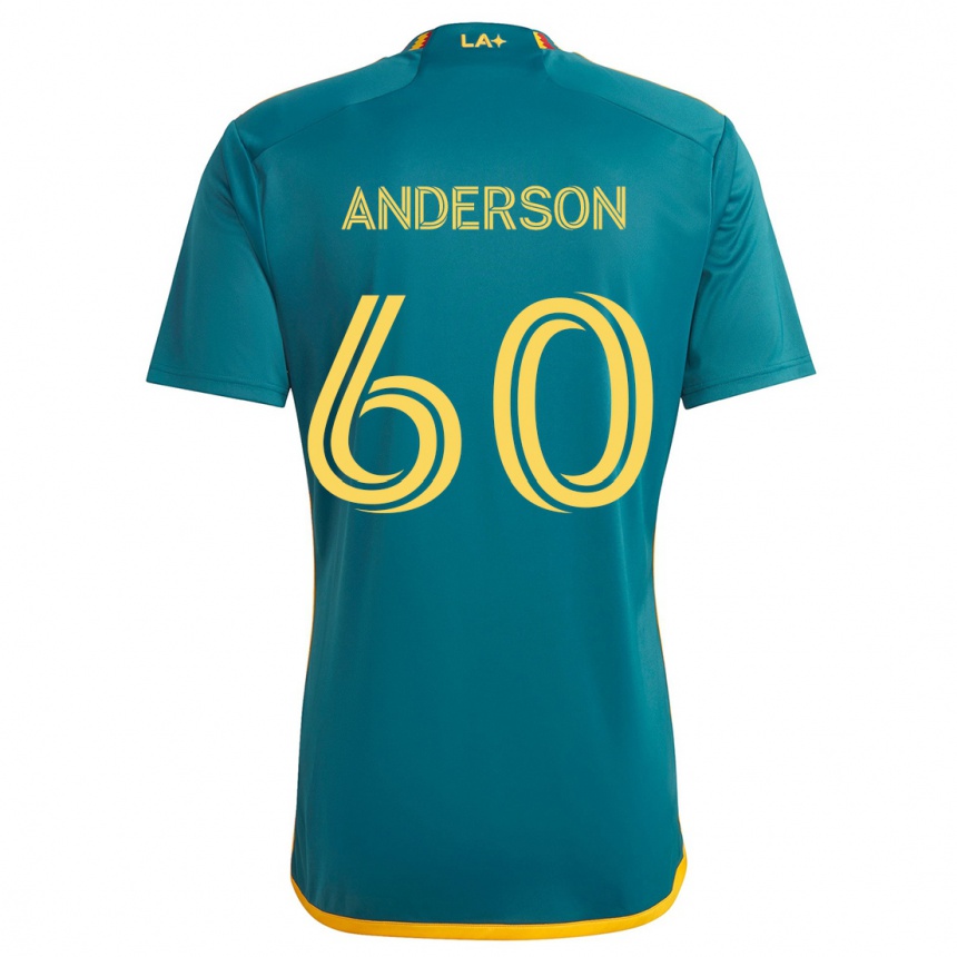 Kids Football Nolan Anderson #60 Green Yellow Away Jersey 2024/25 T-Shirt