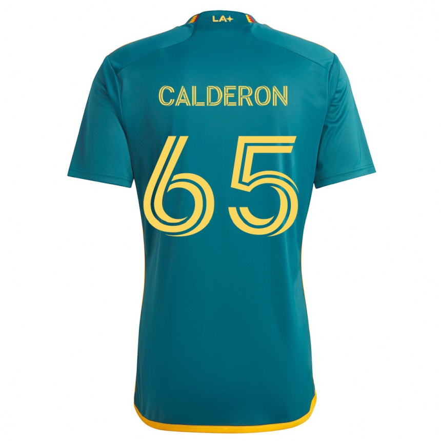 Kids Football Juan Calderón #65 Green Yellow Away Jersey 2024/25 T-Shirt