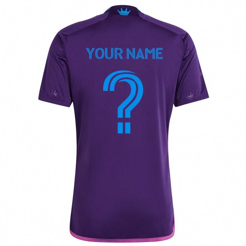 Kids Football Your Name #0 Purple Blue Away Jersey 2024/25 T-Shirt