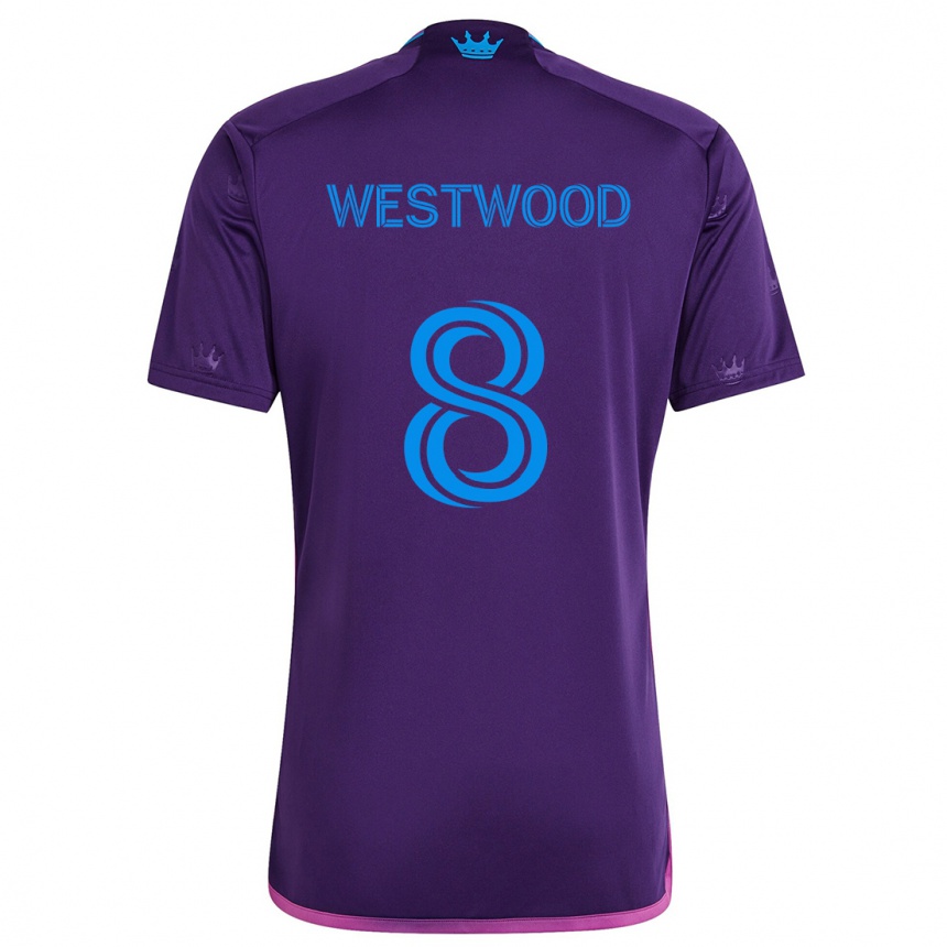 Kids Football Ashley Westwood #8 Purple Blue Away Jersey 2024/25 T-Shirt