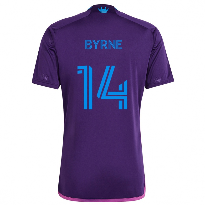 Kids Football Nathan Byrne #14 Purple Blue Away Jersey 2024/25 T-Shirt