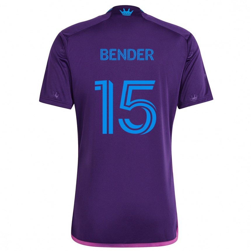 Kids Football Ben Bender #15 Purple Blue Away Jersey 2024/25 T-Shirt