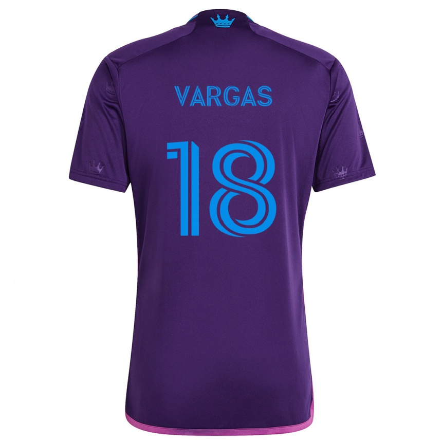 Kids Football Kerwin Vargas #18 Purple Blue Away Jersey 2024/25 T-Shirt