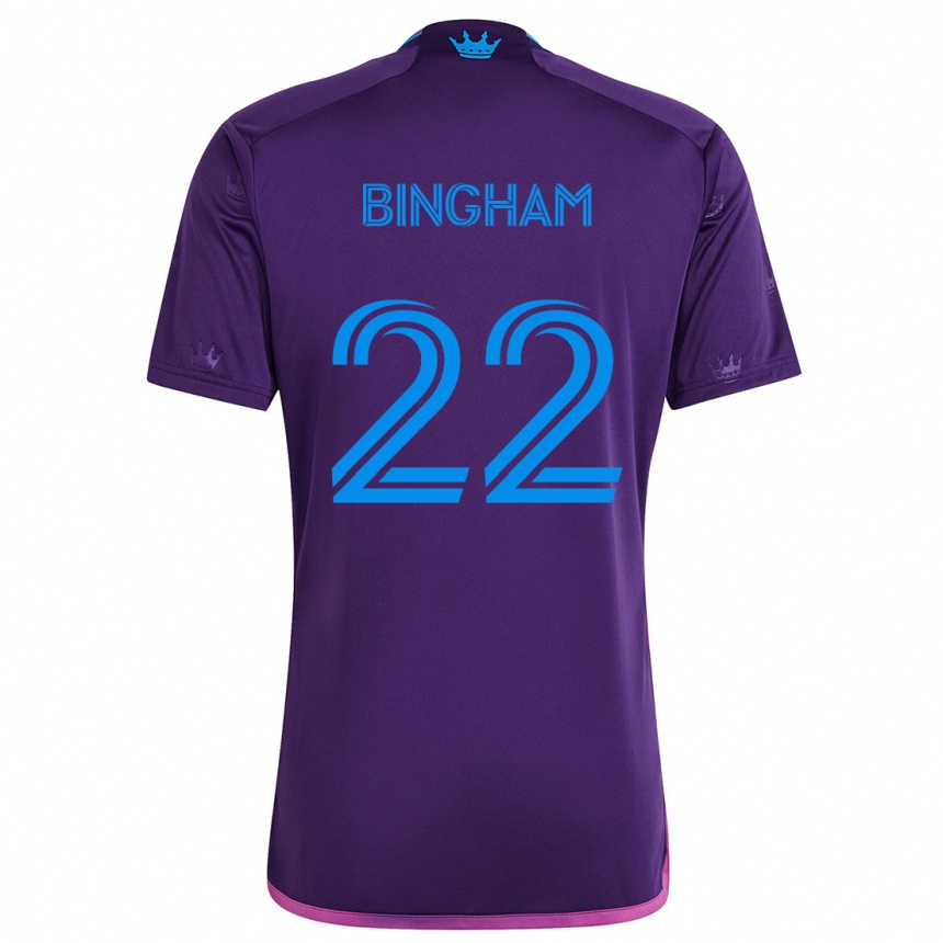 Kids Football David Bingham #22 Purple Blue Away Jersey 2024/25 T-Shirt