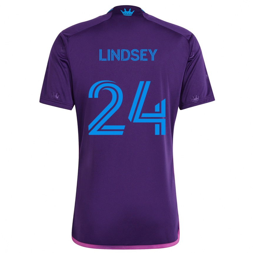 Kids Football Jaylin Lindsey #24 Purple Blue Away Jersey 2024/25 T-Shirt