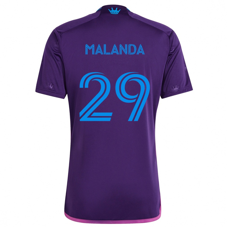 Kids Football Adilson Malanda #29 Purple Blue Away Jersey 2024/25 T-Shirt