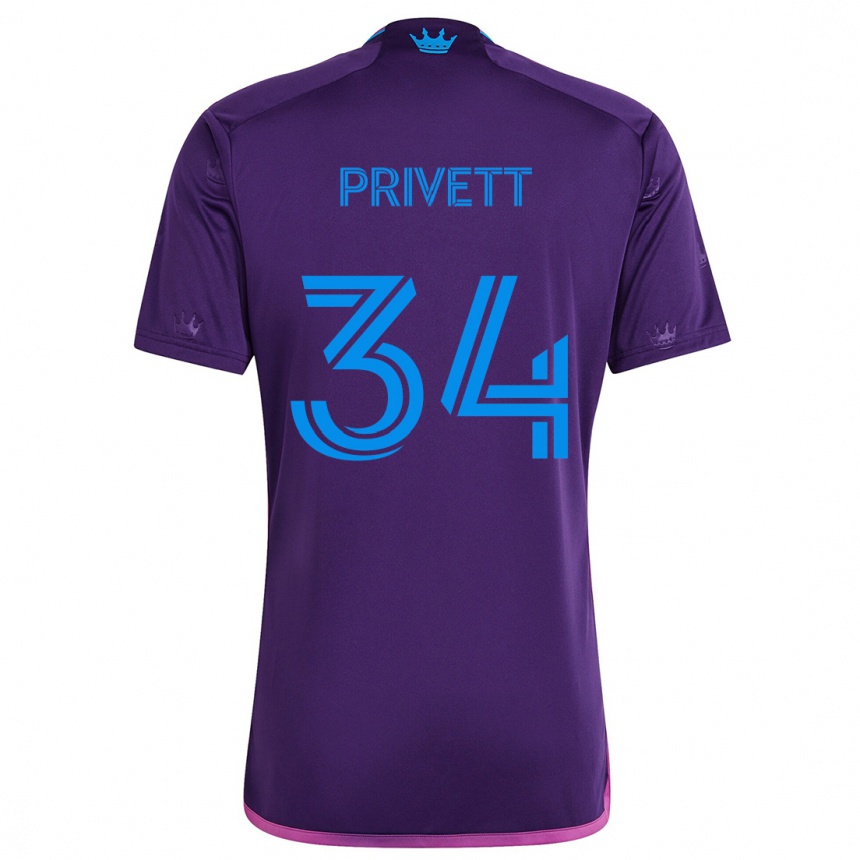 Kids Football Andrew Privett #34 Purple Blue Away Jersey 2024/25 T-Shirt