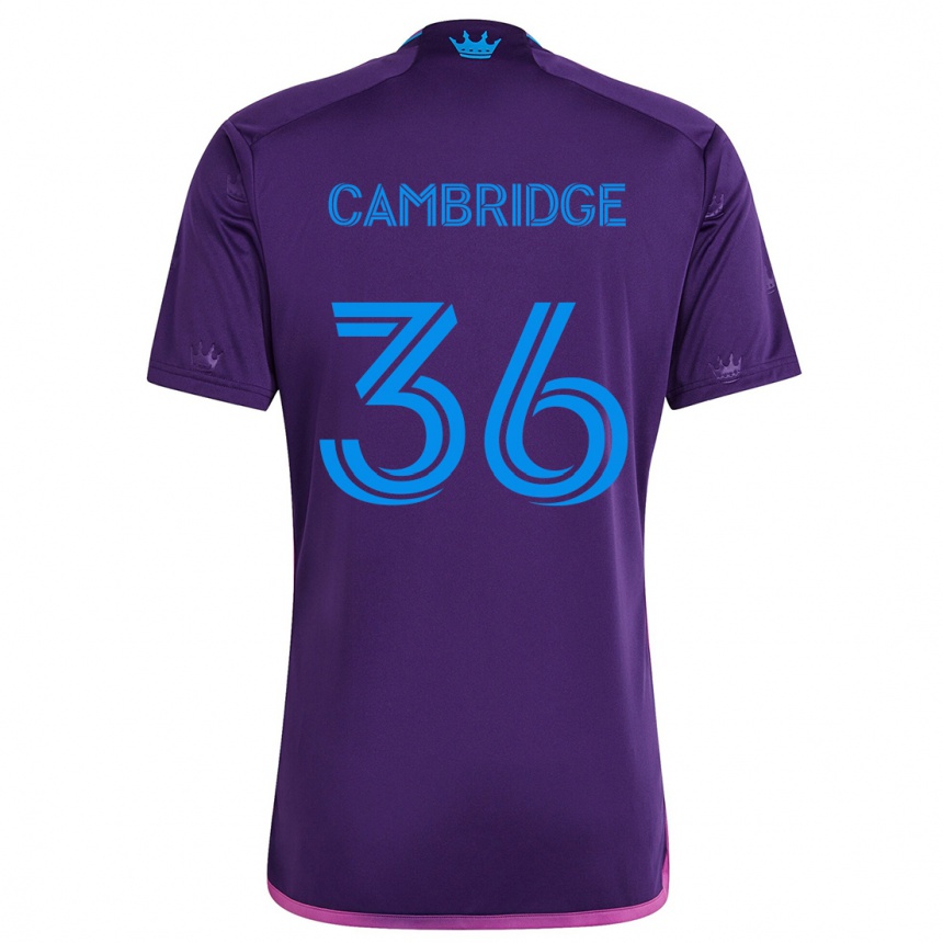 Kids Football Brandon Cambridge #36 Purple Blue Away Jersey 2024/25 T-Shirt