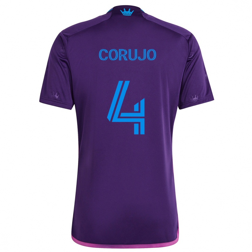 Kids Football Guzmán Corujo #4 Purple Blue Away Jersey 2024/25 T-Shirt