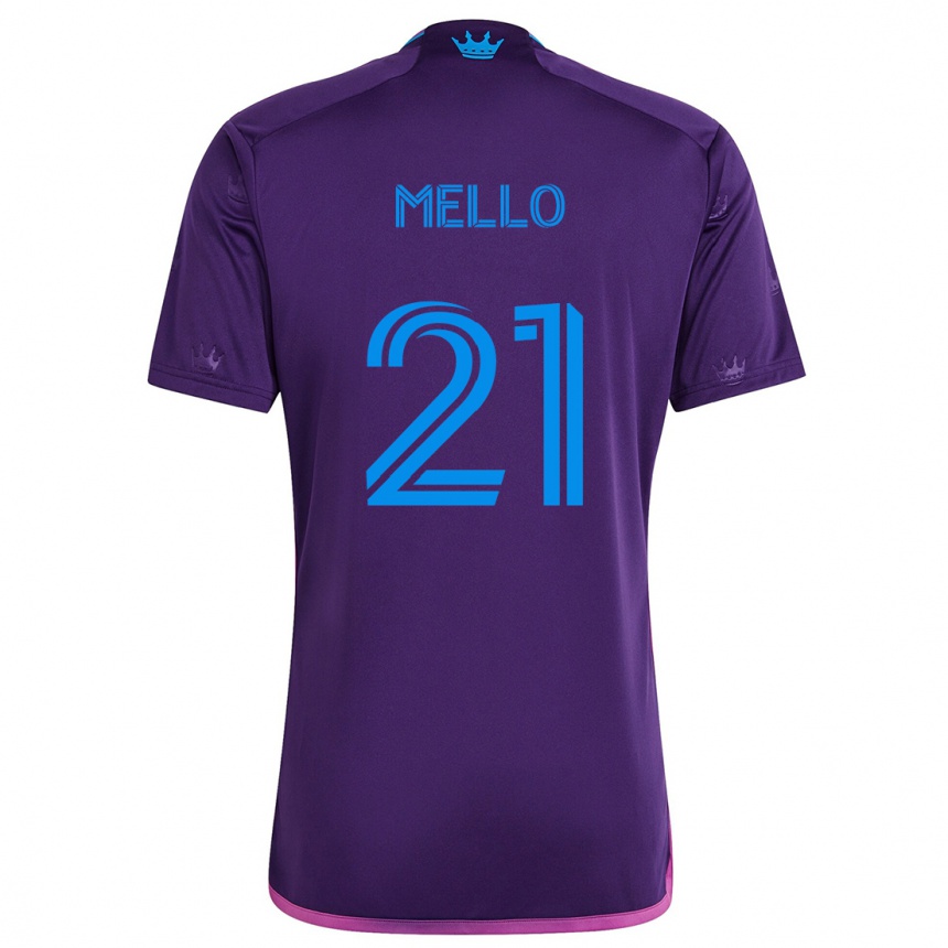 Kids Football Vinicius Mello #21 Purple Blue Away Jersey 2024/25 T-Shirt